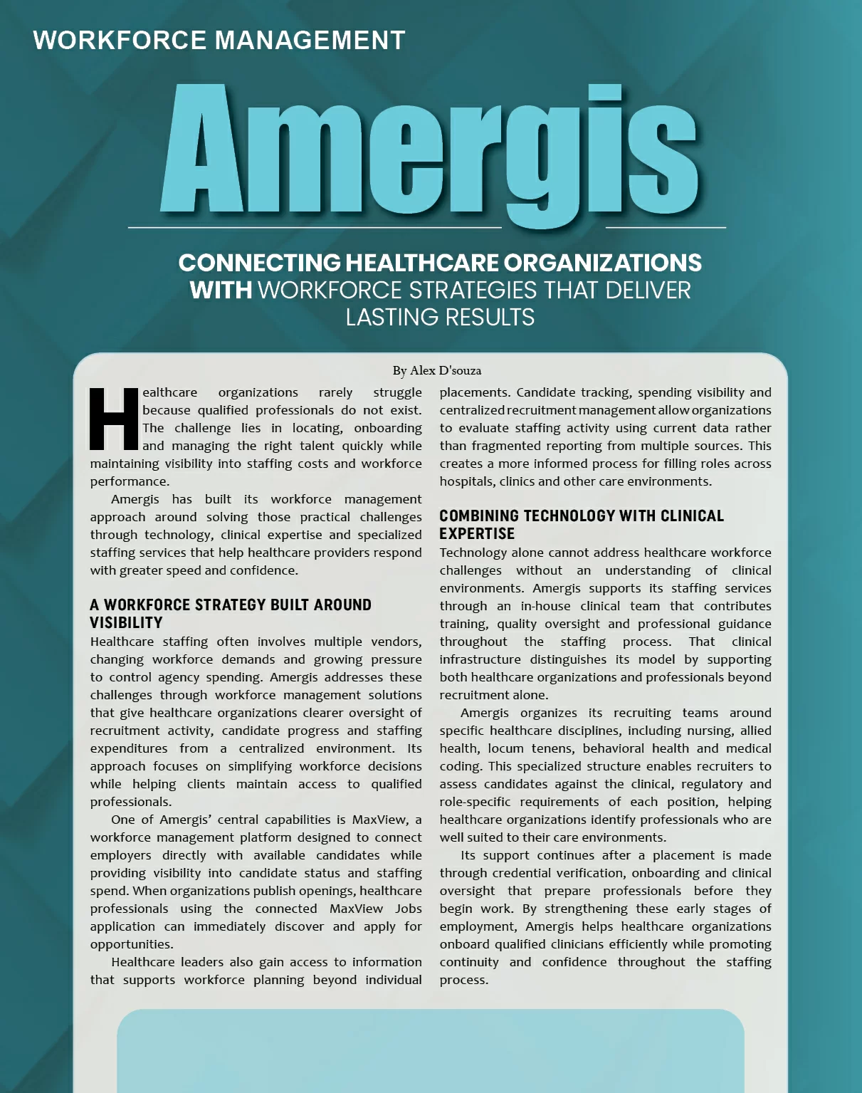 Amergis: Connecting Healthcare Organizations With Workforce Strategies That Deliver Lasting Results | Construction Business Review